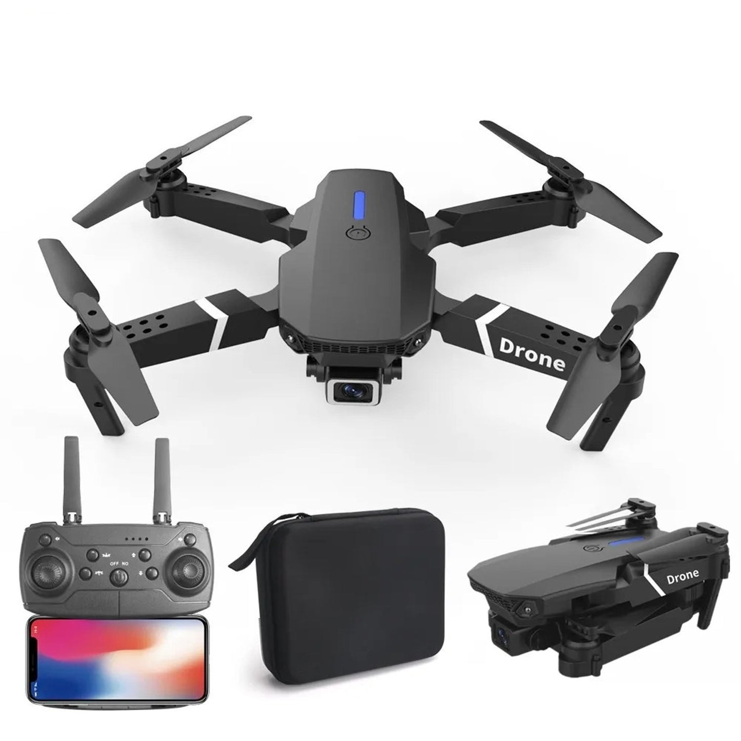 Dron E88 — Despliega, despega y graba desde las alturas