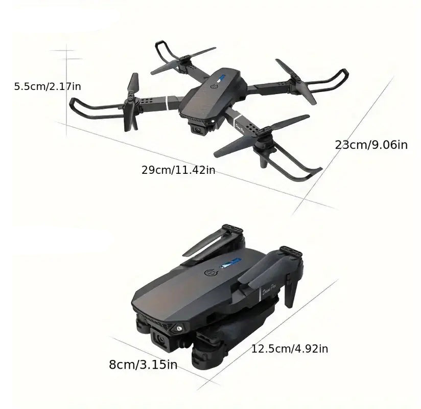 Dron E88 — Despliega, despega y graba desde las alturas